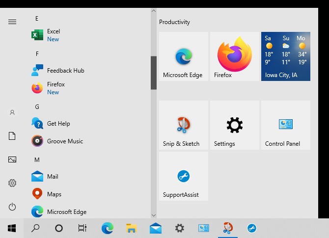 Windows 10 Start Menu Sample