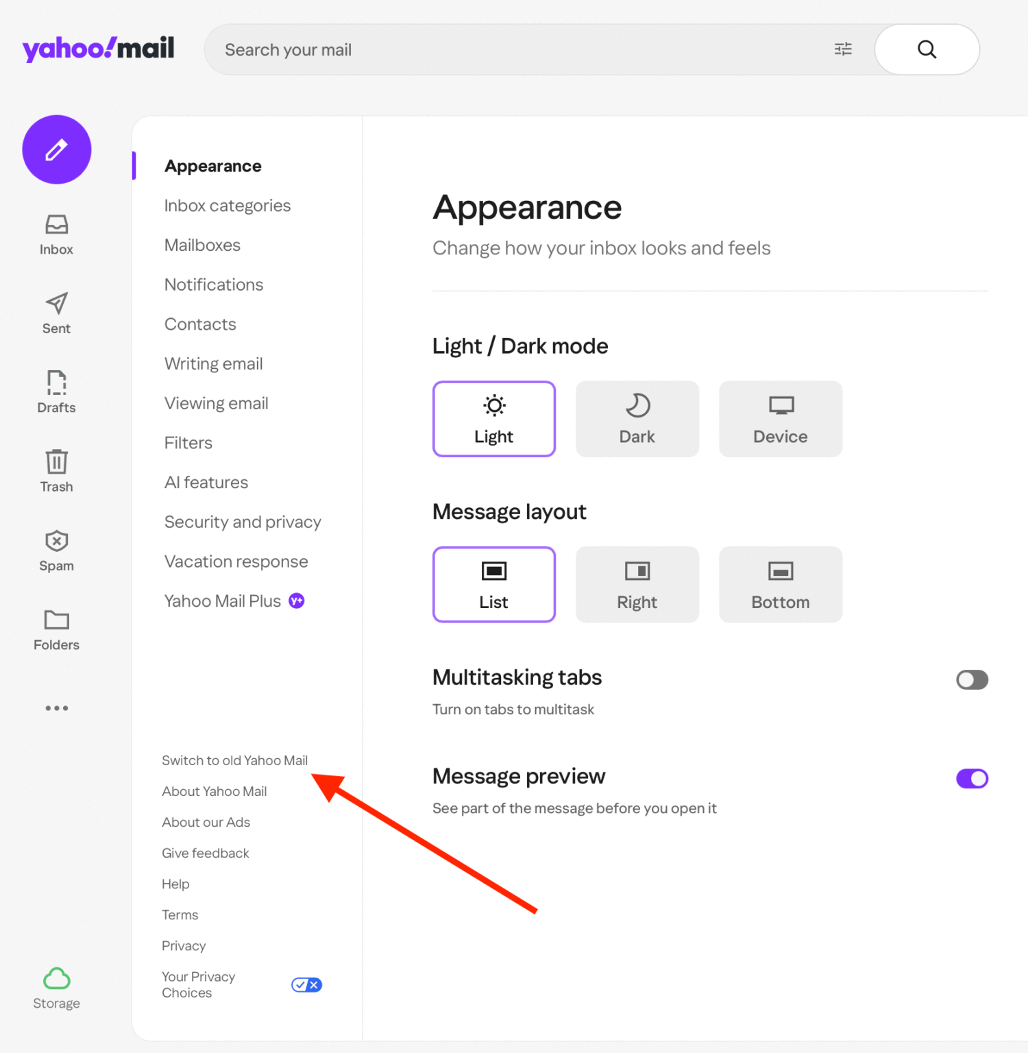 Yahoo Mail – Reset to Original Classic Inbox Basic View – Iowa City Tech